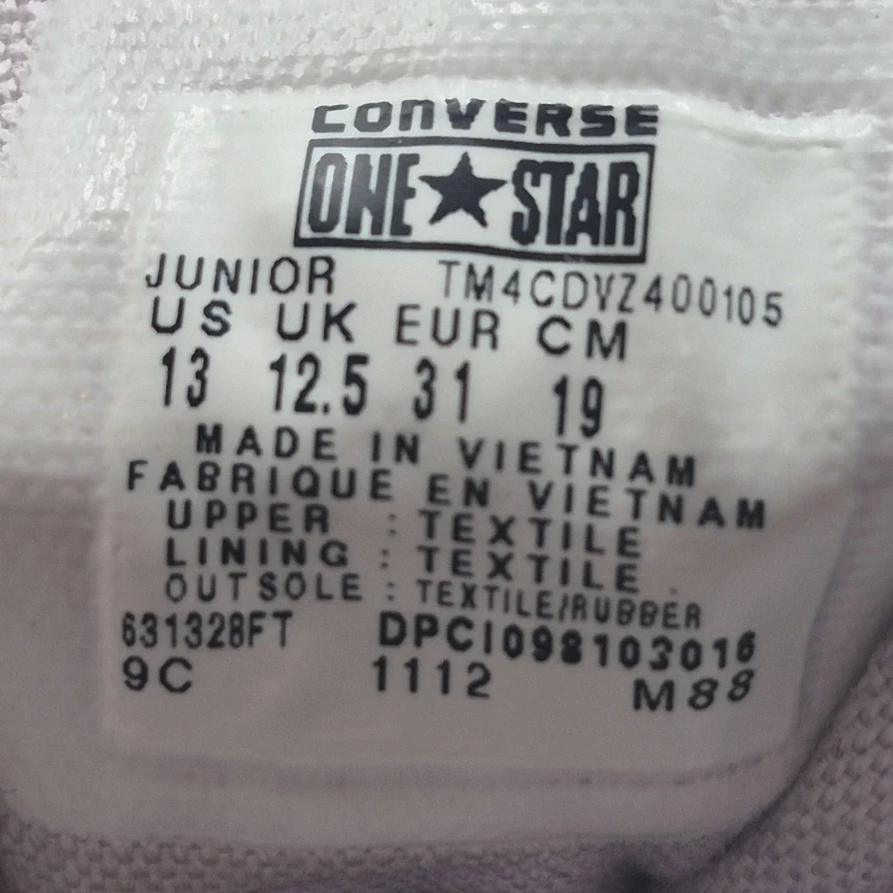 Converse One Star Shoes Youth Size 13 Purple Plaid‎ Low Top Lace Up Sneakers